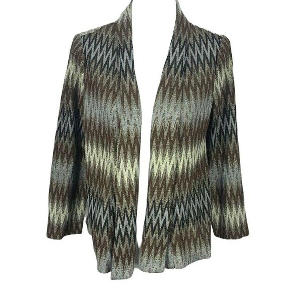 Chico’s Zig Zag Lightweight Long Sleeve Open Face Cardigan Size‎ 1 Medium